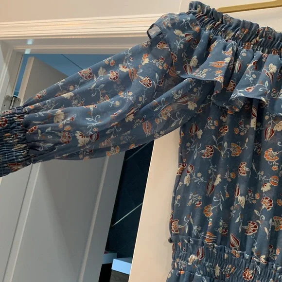 MISA  LA Blue floral mini off the shoulder dress in size XS - Picture 3 of 8